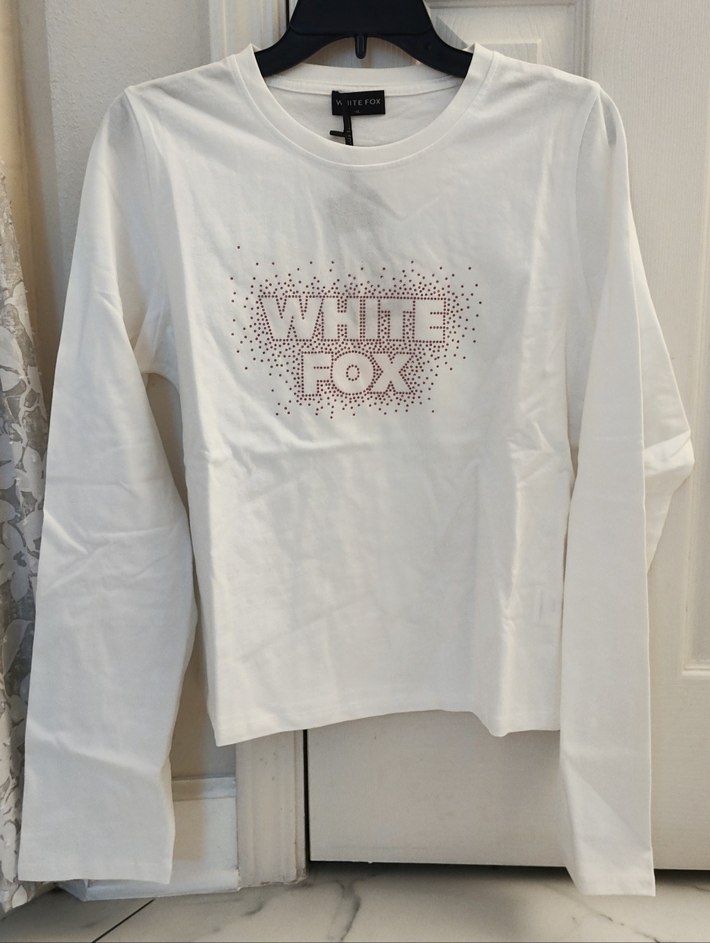 White Fox Let's Get Going Relaxed Long Sleeve Baby Tee White XL